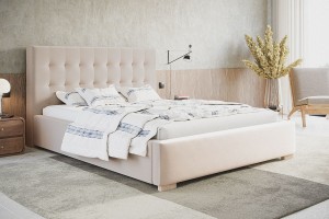 Łóżko tapicerowane ze stelażem i pojemnikiem LONDON