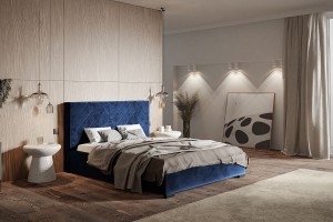 Łóżko tapicerowane ze stelażem i pojemnikiem OSLO PREMIUM